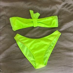 Neon Green Strapless Bikini Set